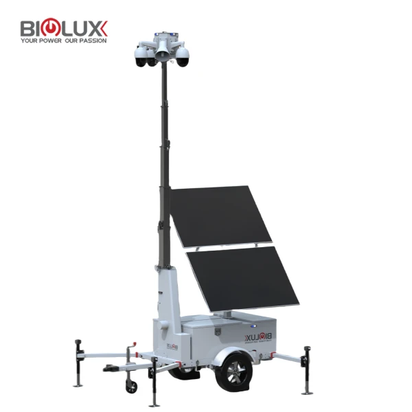 Mobil CCTV Trailer Sikkerhetsovervåking Solar Trailer Bærbar CCTV Ssikkerhet utendørs bruk